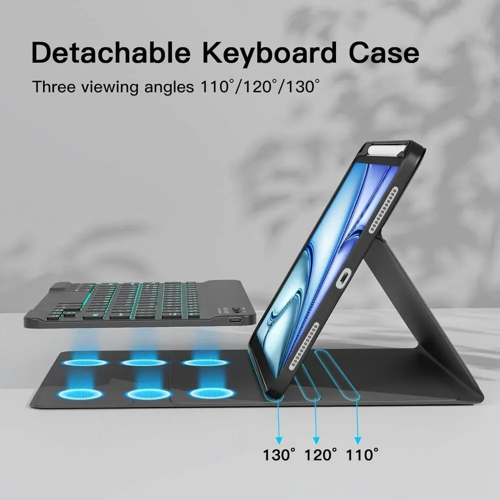 RAYMCRAFT iPad Air 11 / 10.9 Case with Keyboard Mouse Combo Backlit Pencil Slot